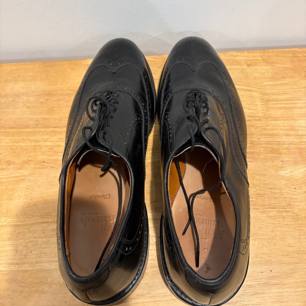 Allen Edmonds Chester Wingtip Oxford Mens Black size 11 B Leather Brogue Shoes - Picture 5 of 7